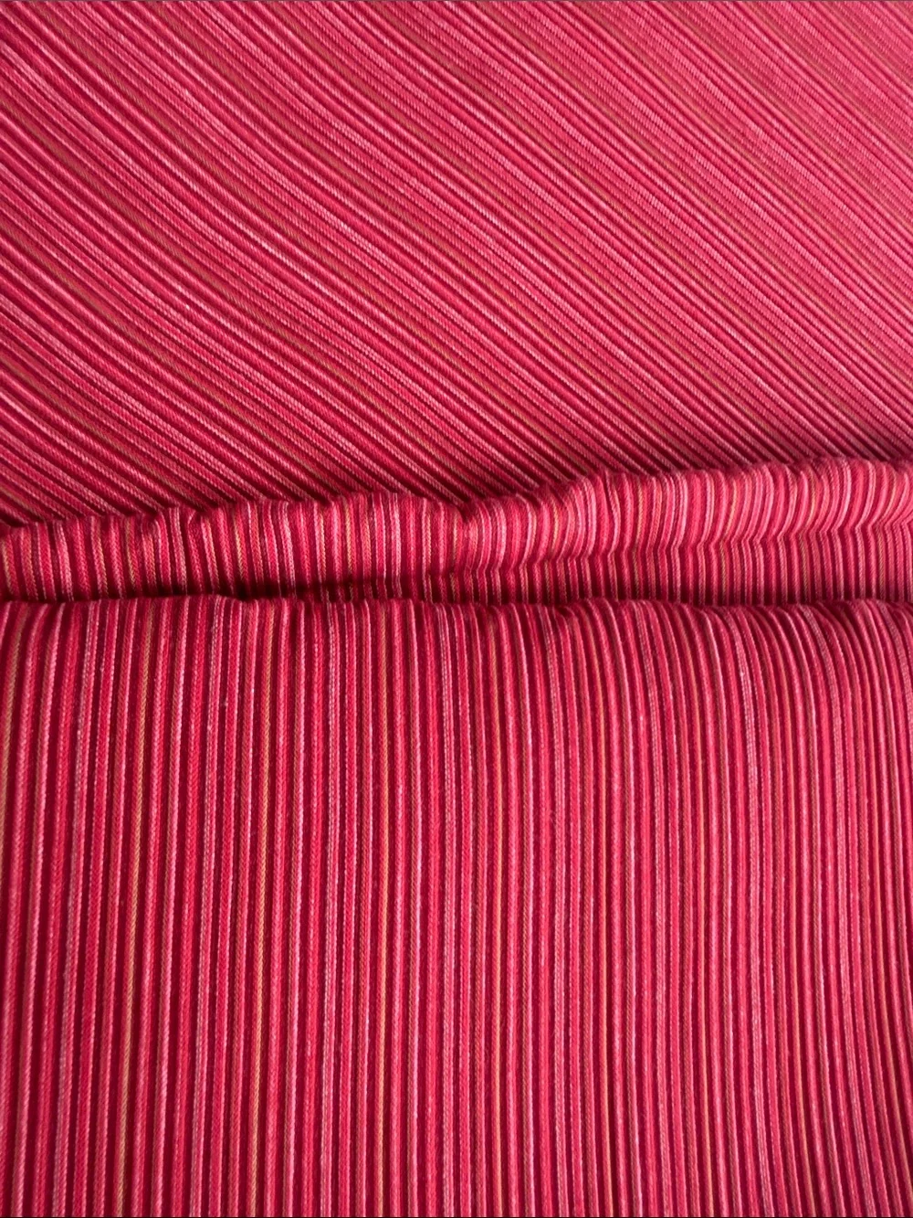 Vintage 1970s Ribbed Knit Fabric Rust/Red Stripe 3.5 Yards x 58” Heavy Stretch